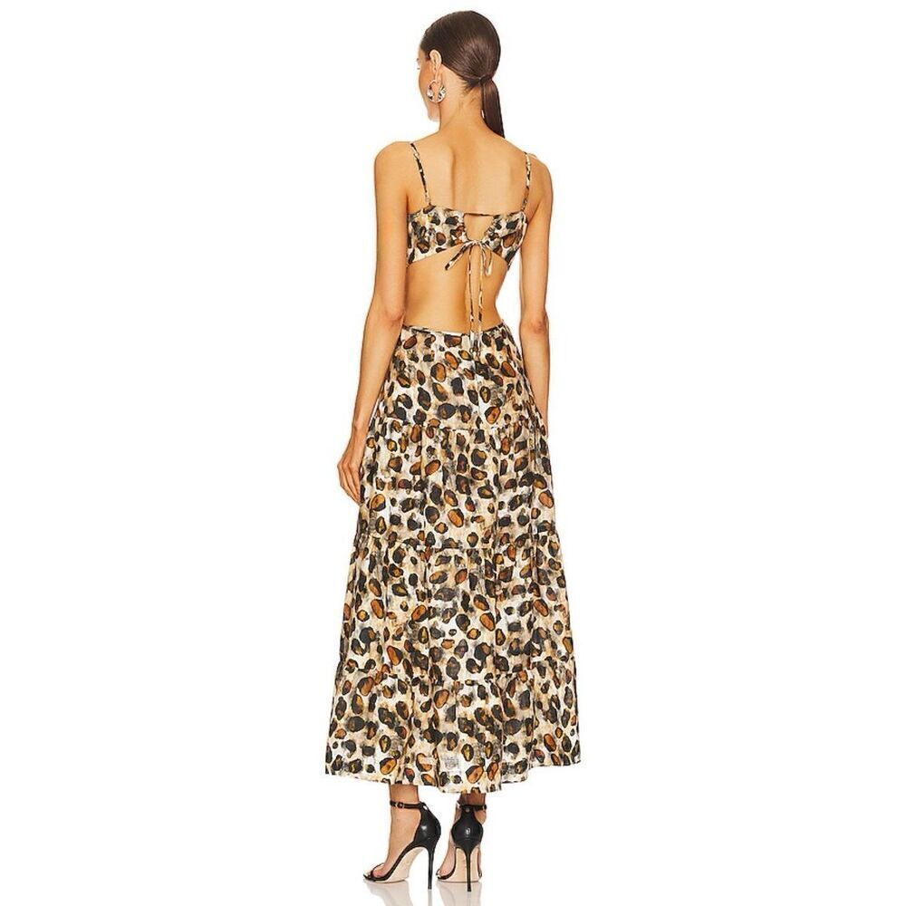 Karina Grimaldi Kos Print Maxi DressWater Stones Brown Vacation Size L NWT$368 - Picture 3 of 7